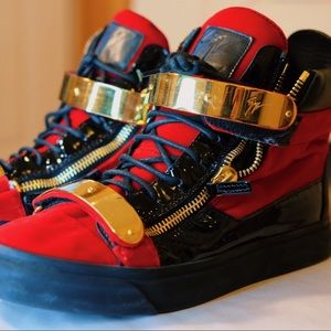 Giuseppe Zanotti Men’s red velvet sneakers